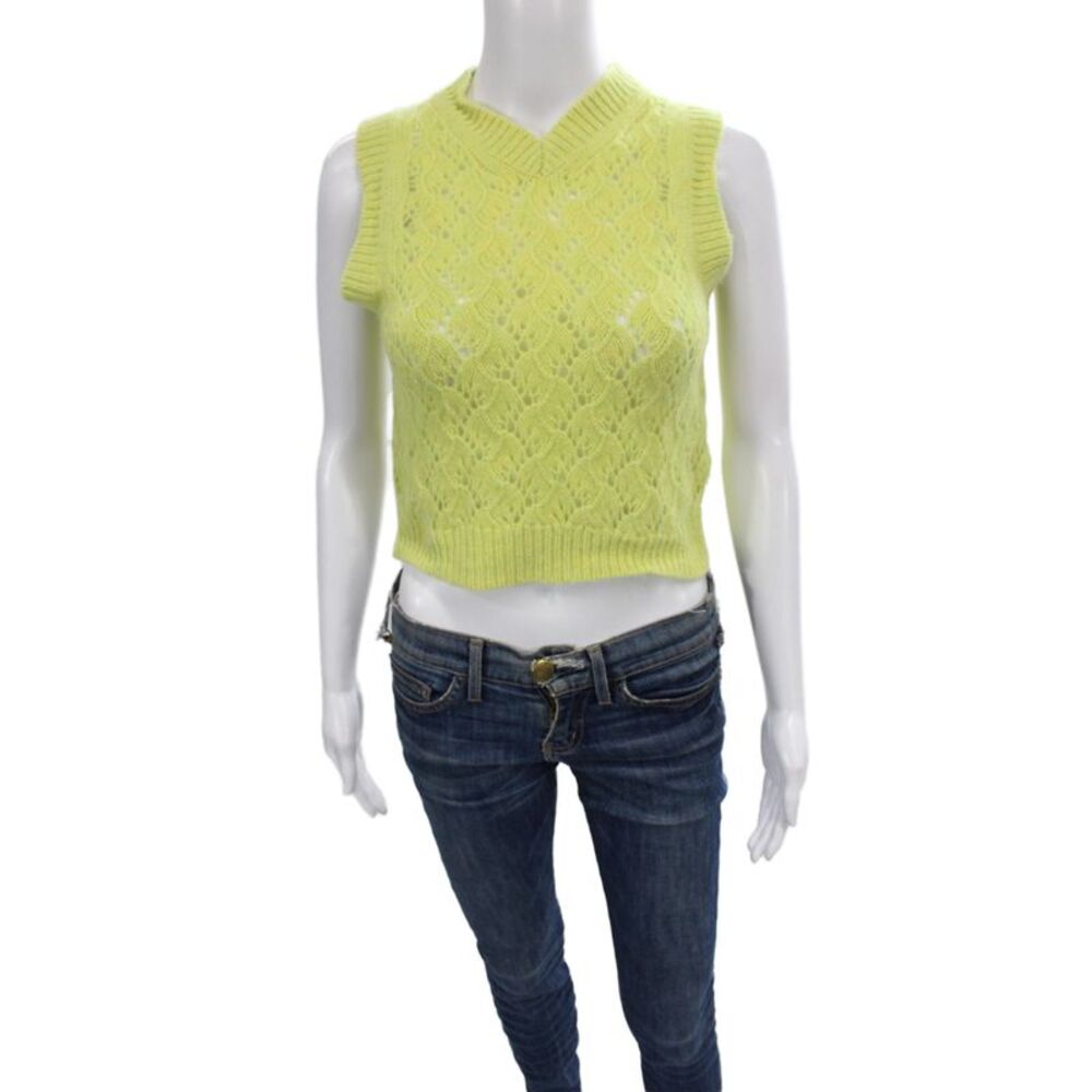 ACNE Studios Womens Wool V-Neck Sleeveless Vest Green Designer Size S